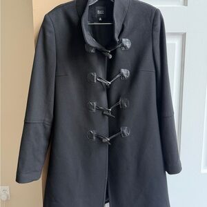 Saks Fifth Avenue Wool Black Trench Coat with Toggle Closure Size 8